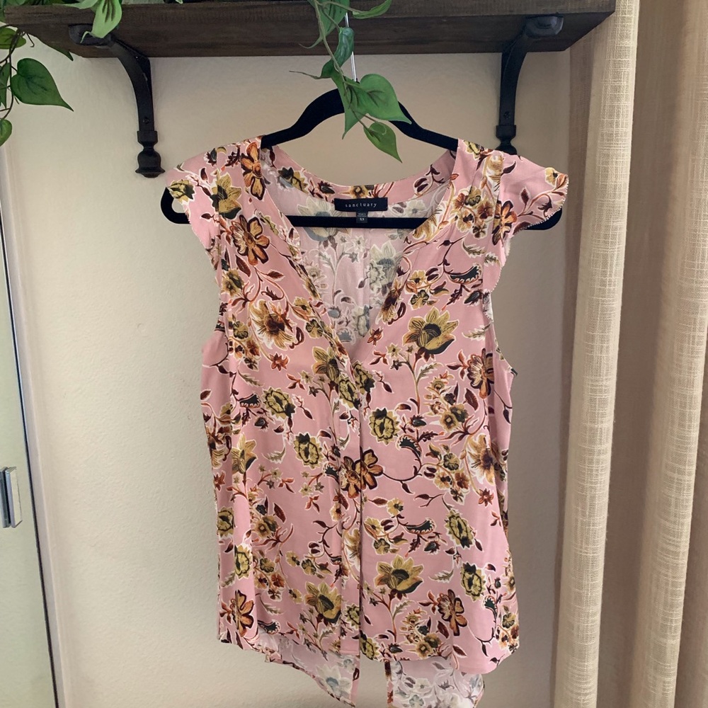 Sanctuary button blouse with mandarin collar